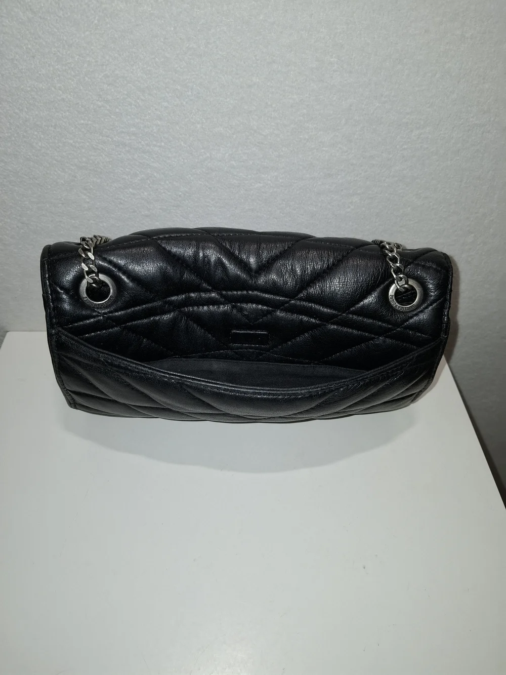Zadig & Voltaire Black Quilted Shoulder Bag with Silver Chain